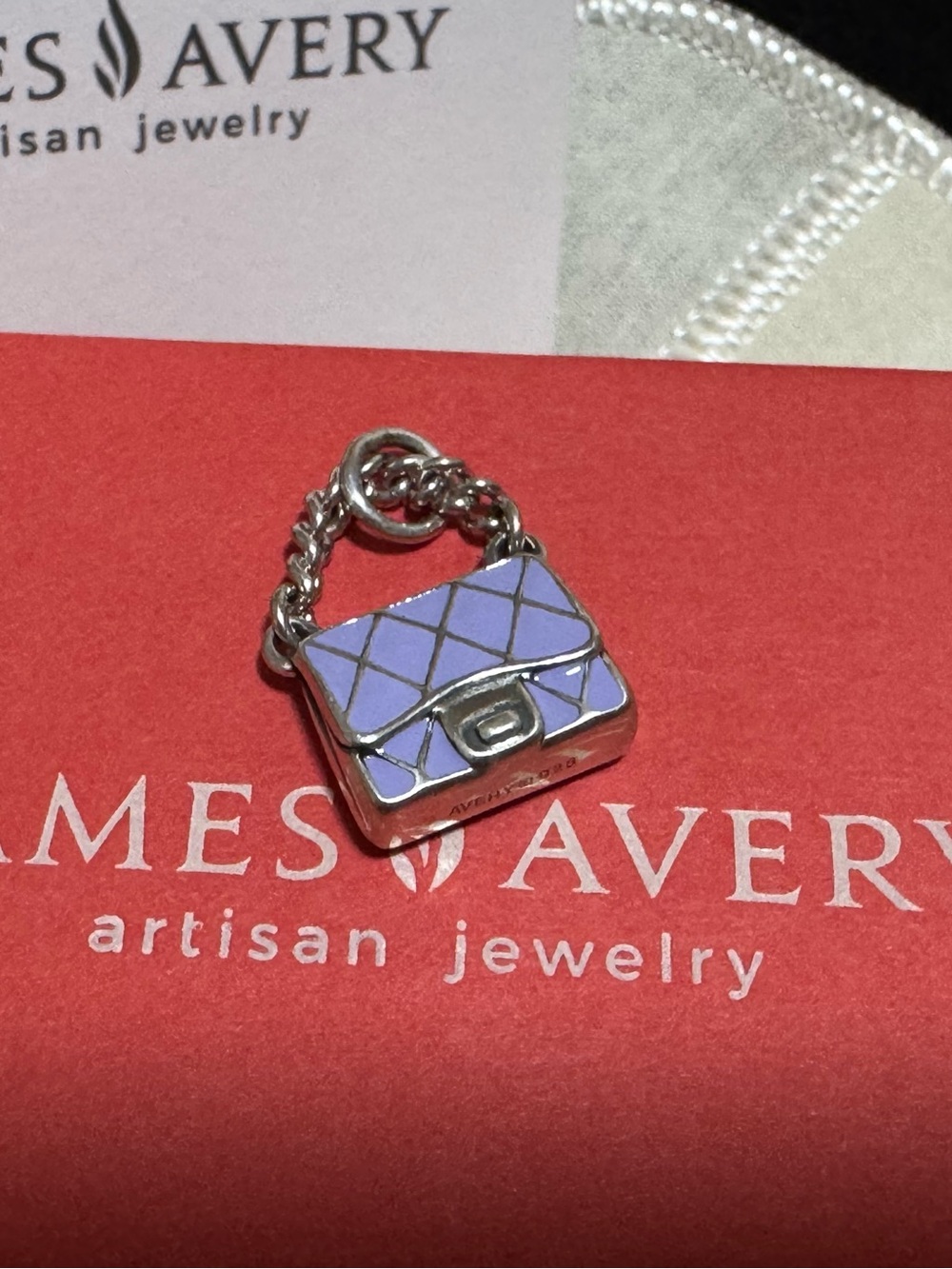 James Avery Retired Enamel Limited 3D Silver Purple Purse Handbag Charm New